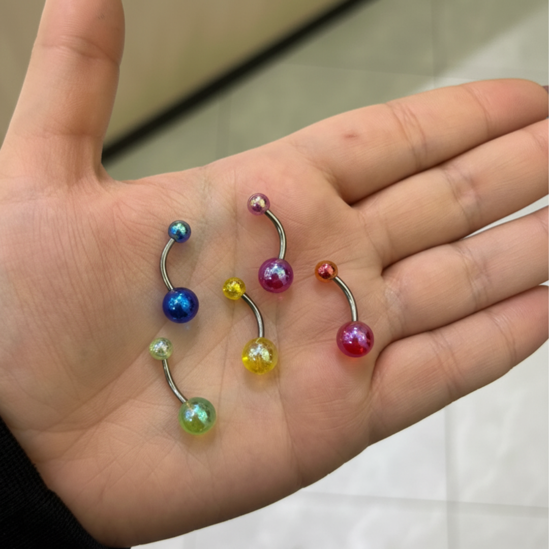 Piercing Ombelico in Acrilico con barra in acciaio 316L effetto bolla