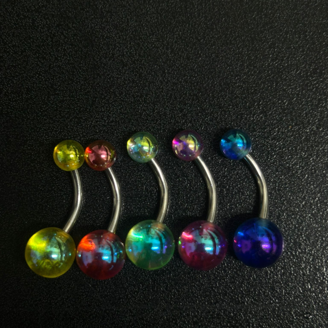 Piercing Ombelico in Acrilico con barra in acciaio 316L effetto bolla