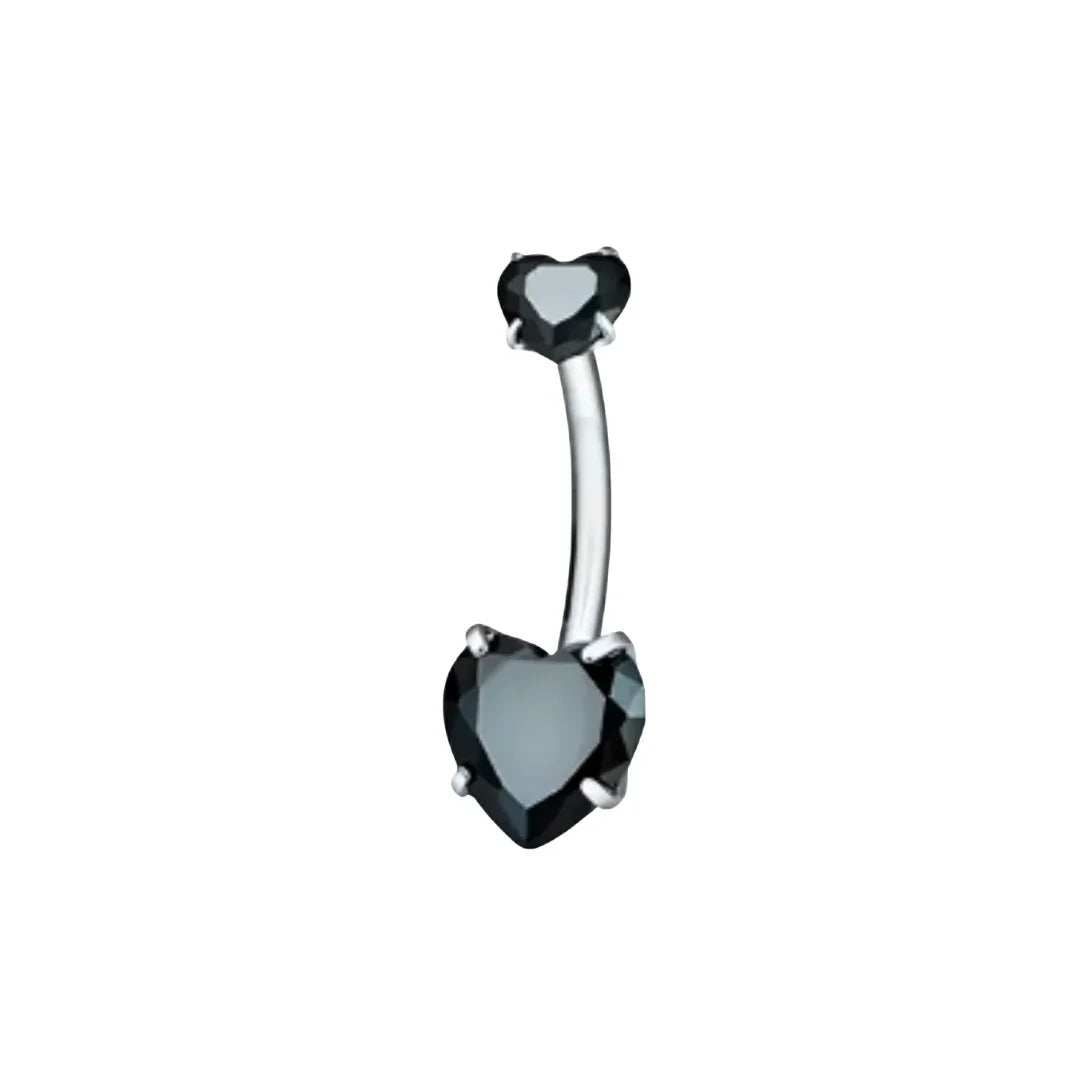 Piercing ombelico con doppio zircone a cuore