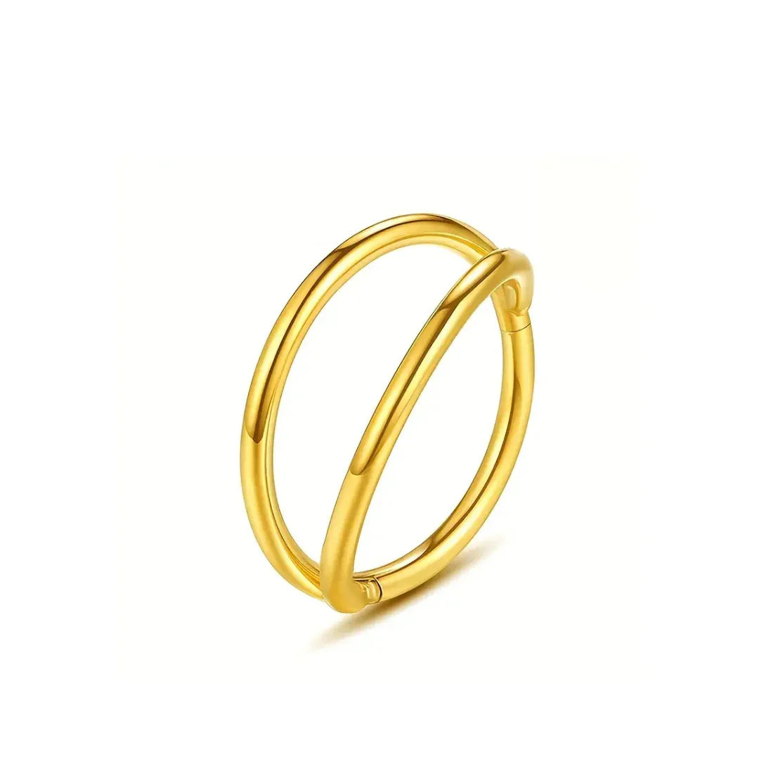 Cerchio a clicker con design a due barre in acciaio 316L