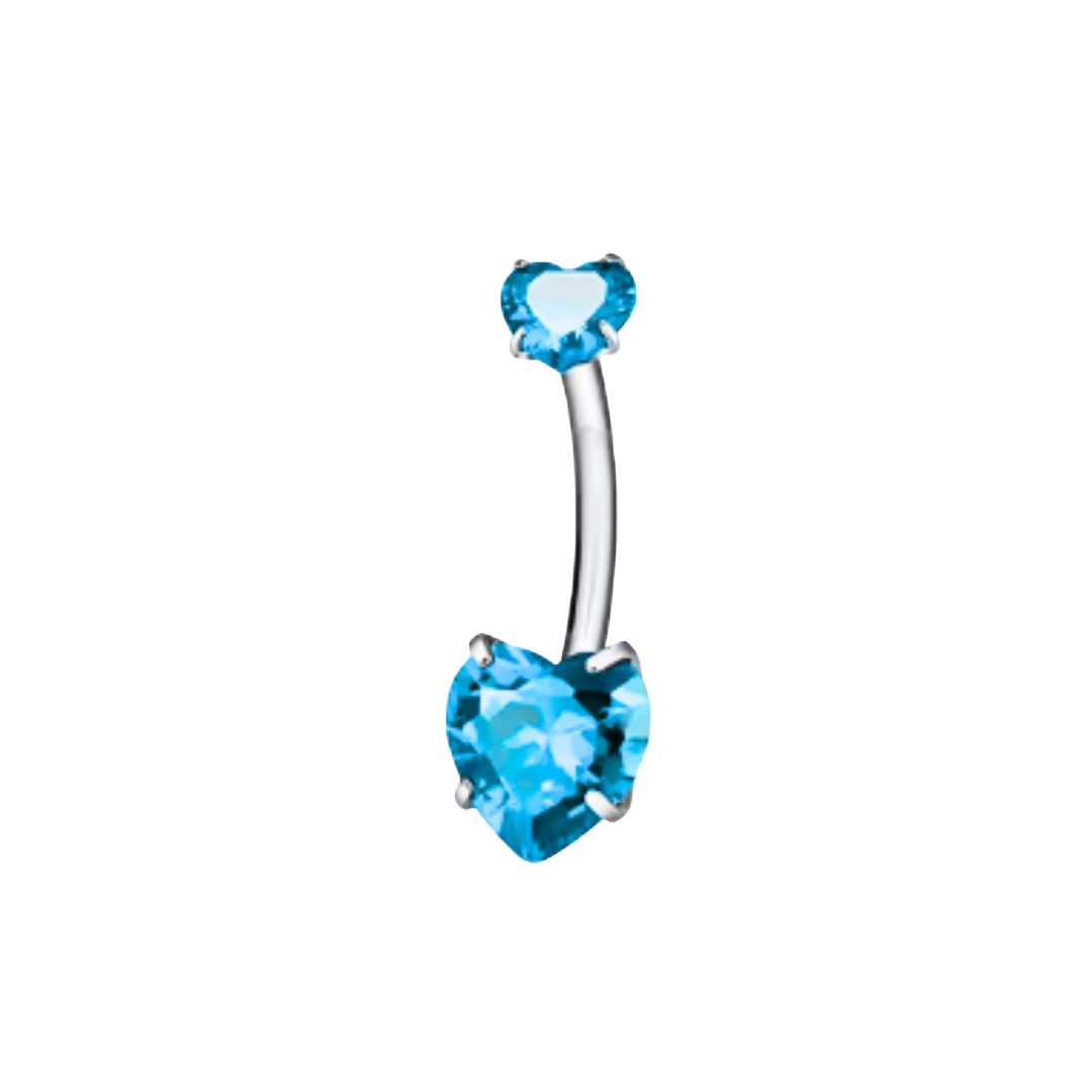 Piercing ombelico con doppio zircone a cuore