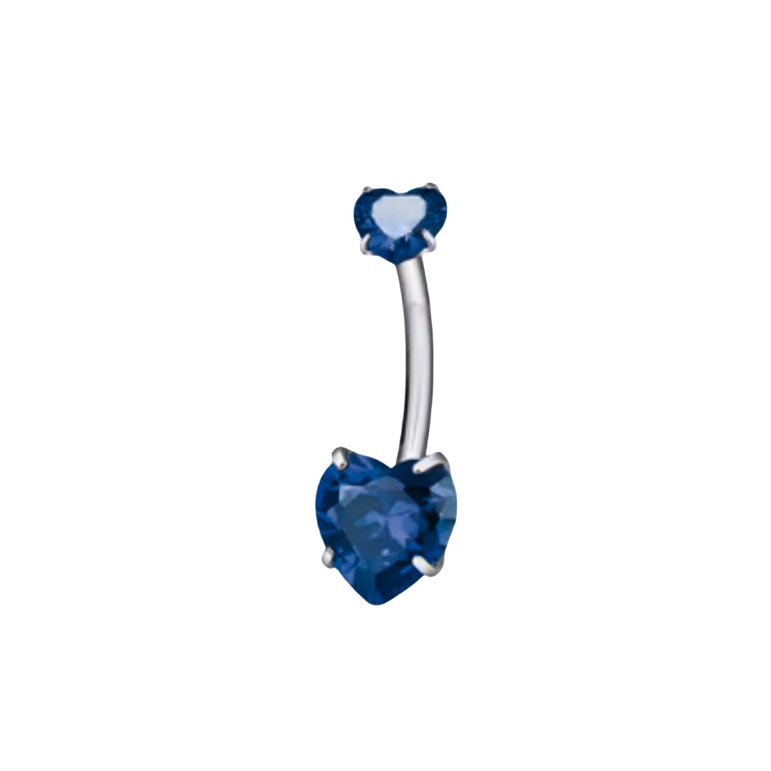 Piercing ombelico con doppio zircone a cuore