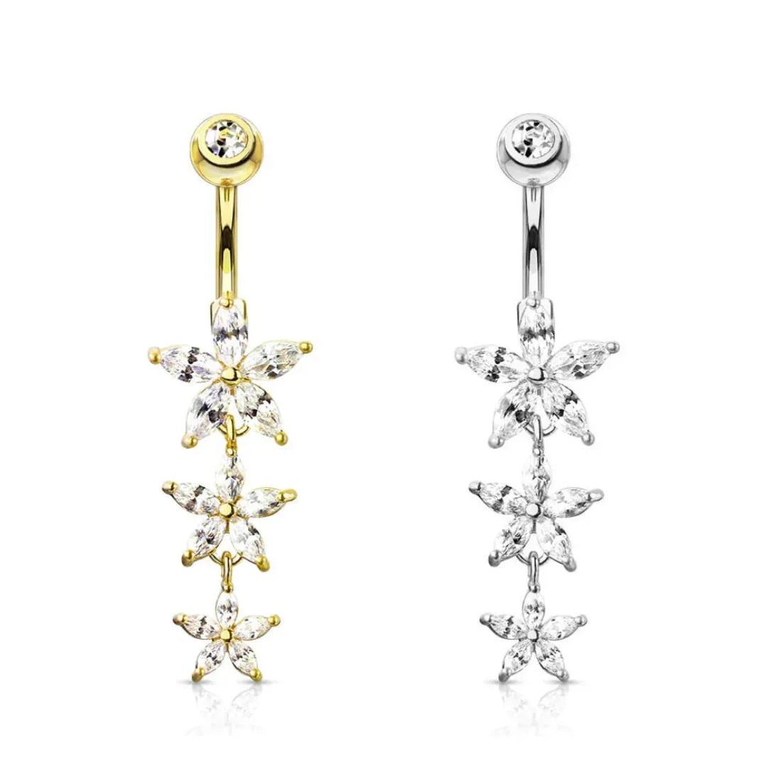 Piercing per ombelico con pendolo a fiore