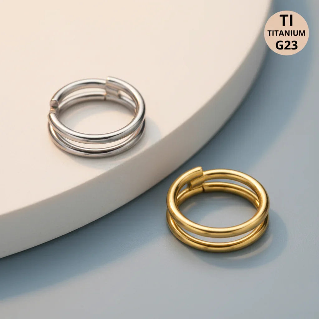 Cerchio a clicker con design a due barre in Titanio G23