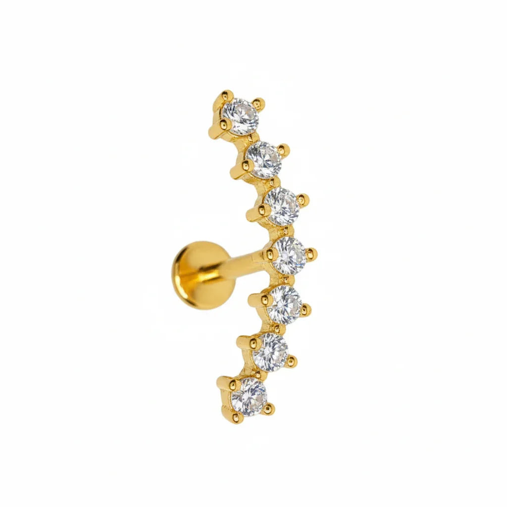 Labret mezzaluna con brillanti laterali