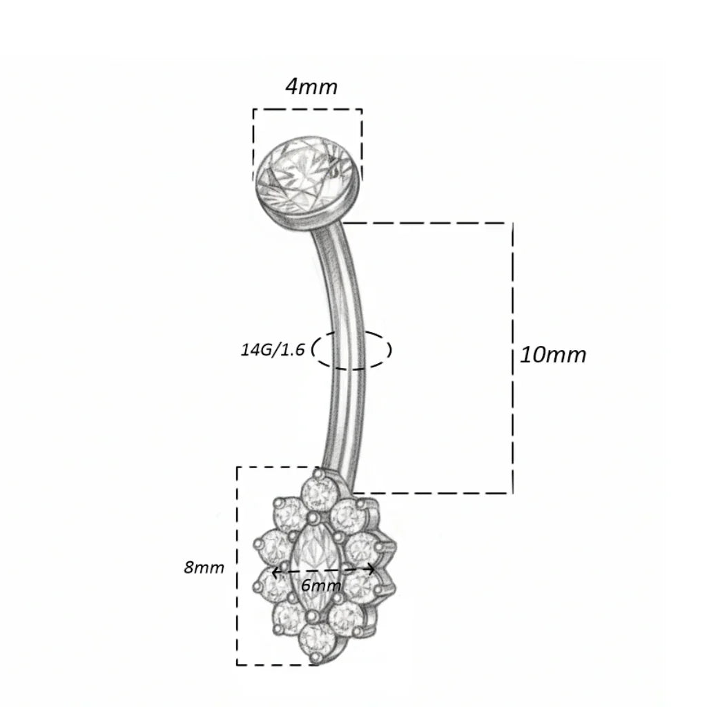Piercing Ombelico in Titanio G23 con Brillanti Venere
