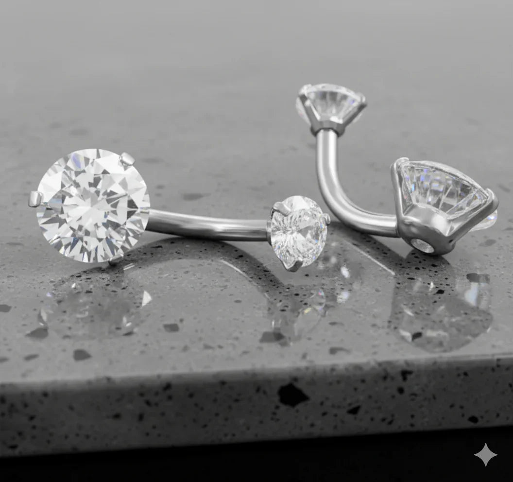 Piercing ombelico con doppio brillante
