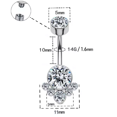 Piercing Ombelico in Titanio G23 con Brillanti