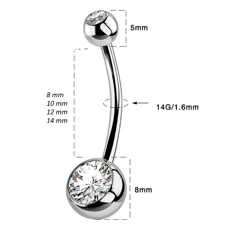 Piercing Ombelico in Titanio G23 con con doppia pietra