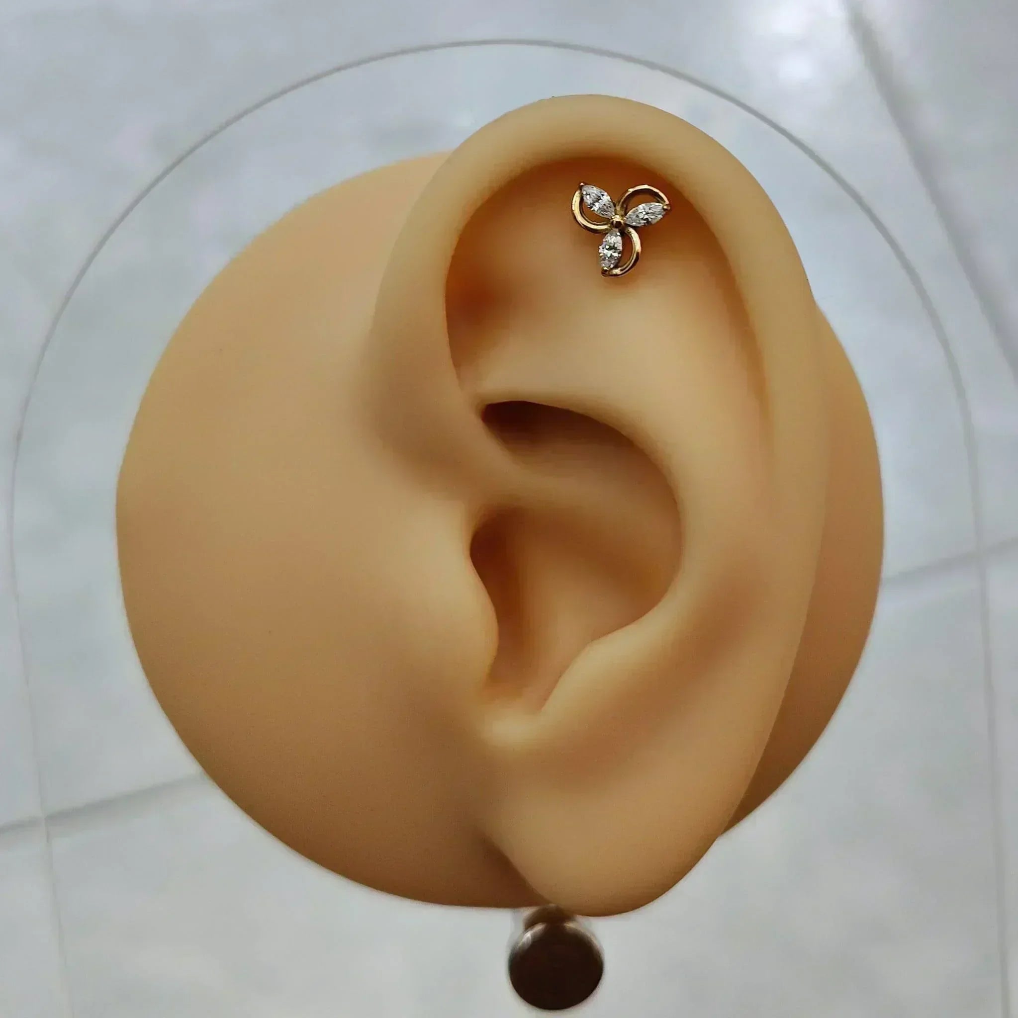 Piercing labret con 3 brillanti con design a goccia - GIOYAL PIERCING STORE