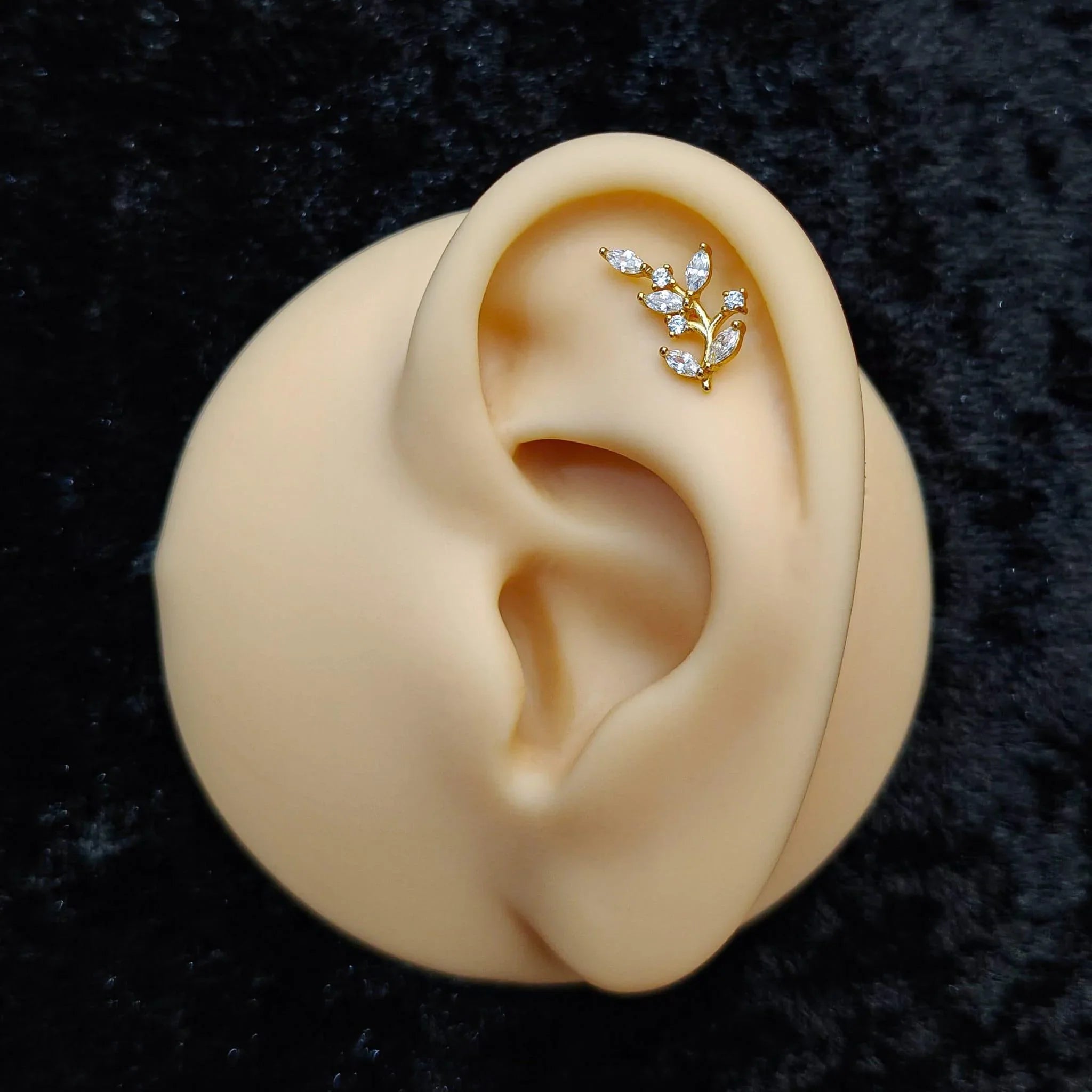 Piercing labret design con foglioline - GIOYAL PIERCING STORE