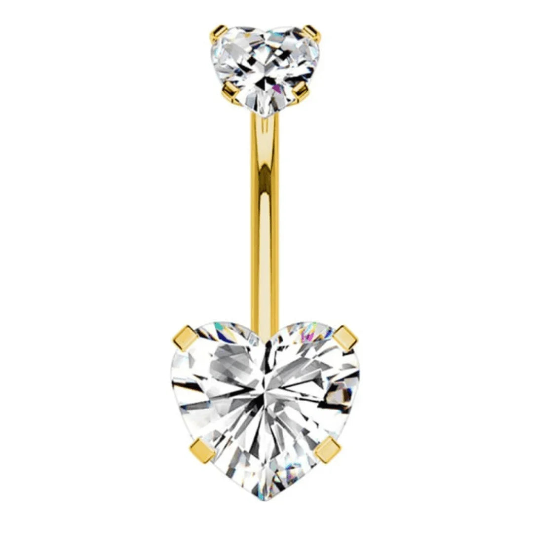 Piercing ombelico con brillanti a cuore - GIOYAL PIERCING STORE