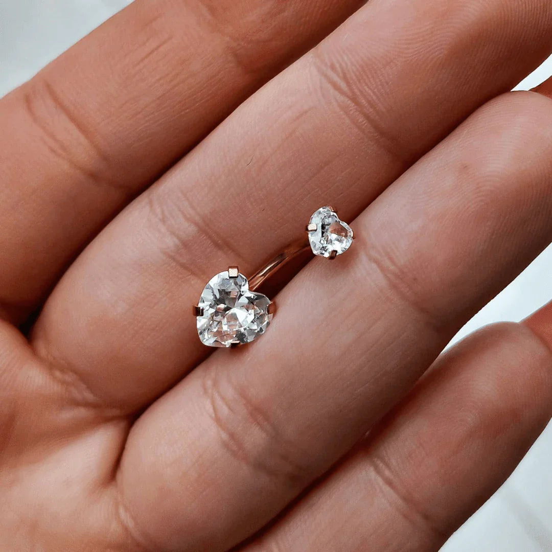 Piercing ombelico con brillanti a cuore - GIOYAL PIERCING STORE