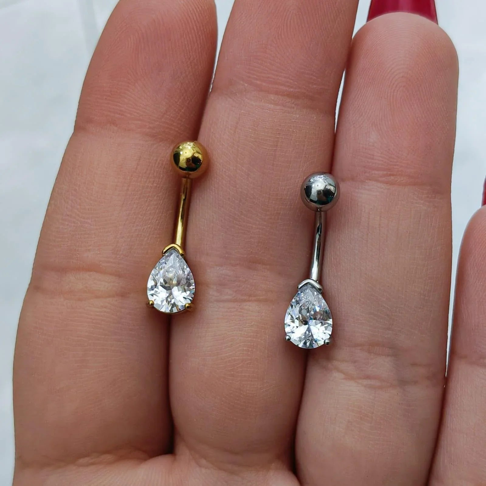 Piercing ombelico con brillanti a goccia - GIOYAL PIERCING STORE