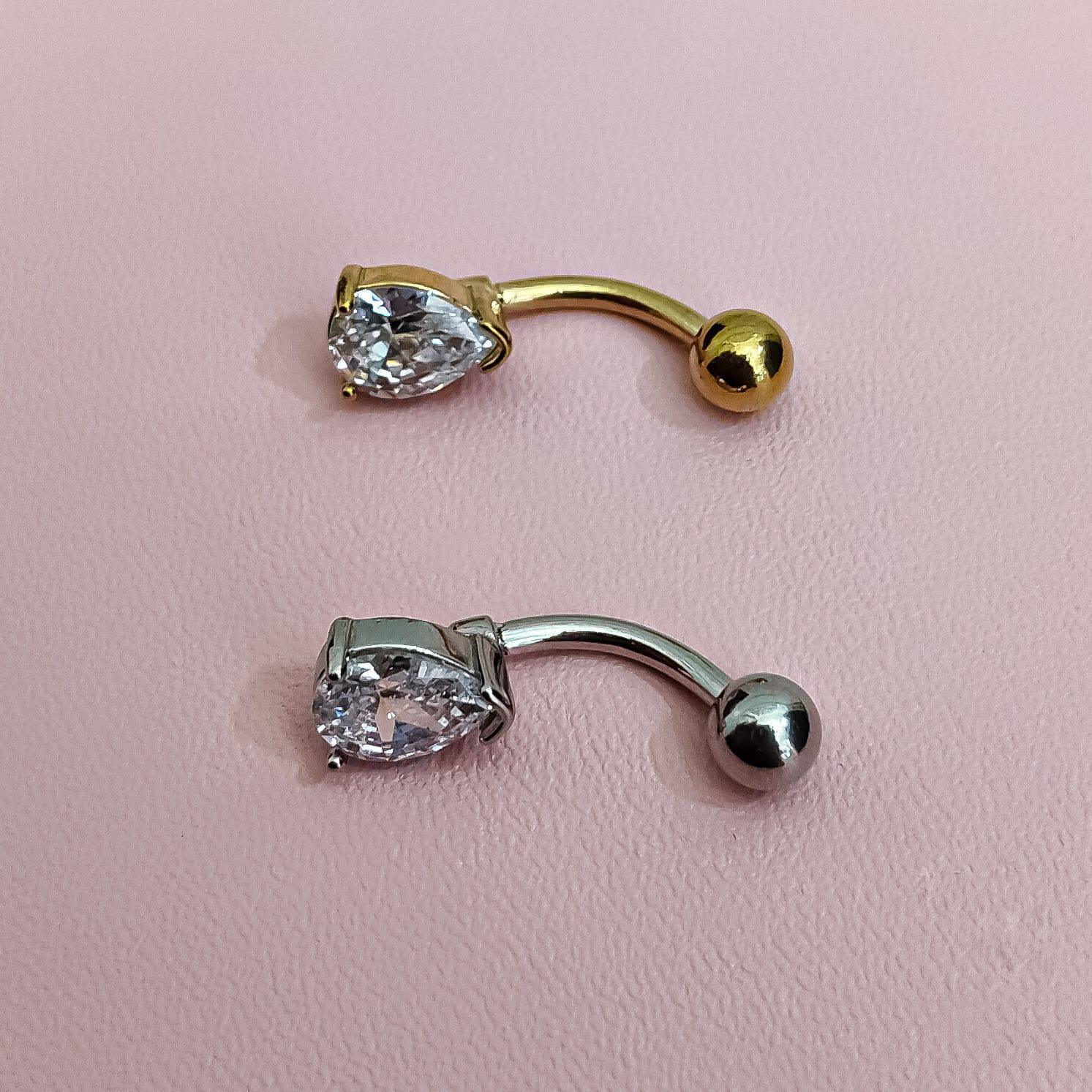 Piercing ombelico con brillanti a goccia - GIOYAL PIERCING STORE