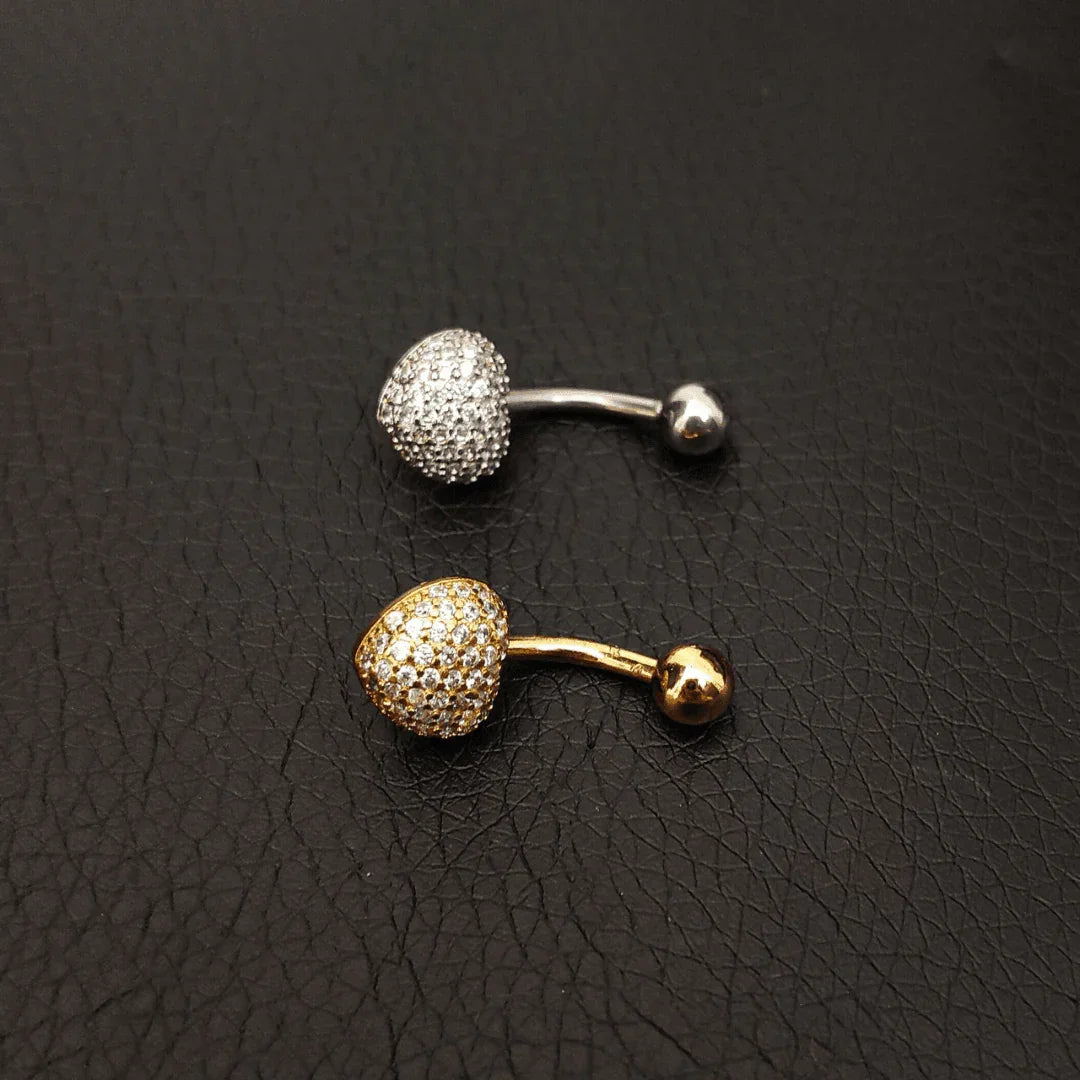Piercing ombelico cuore con brillantini - GIOYAL PIERCING STORE