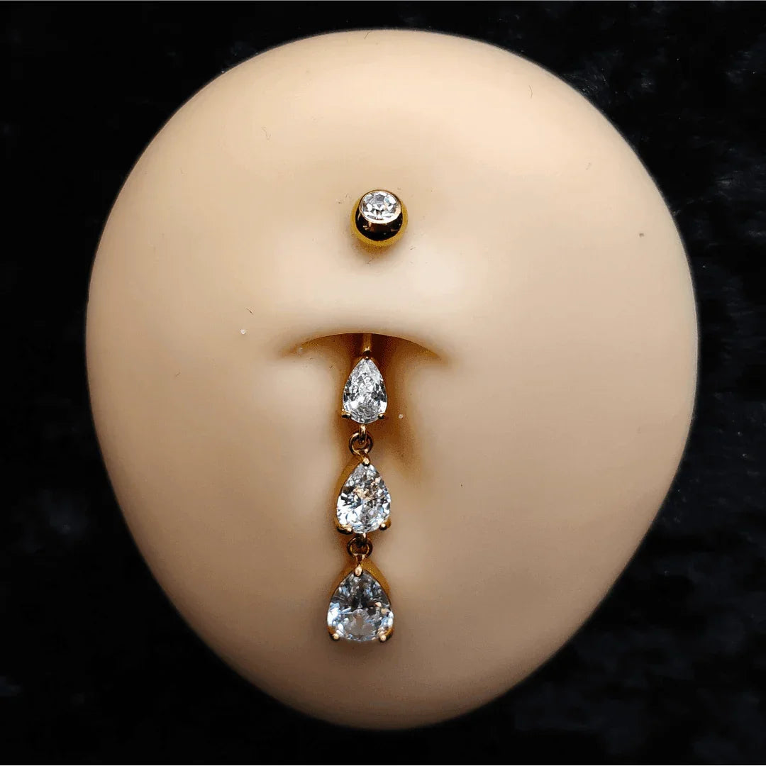 Piercing per ombelico a pendolo con 3 goccie - GIOYAL PIERCING STORE