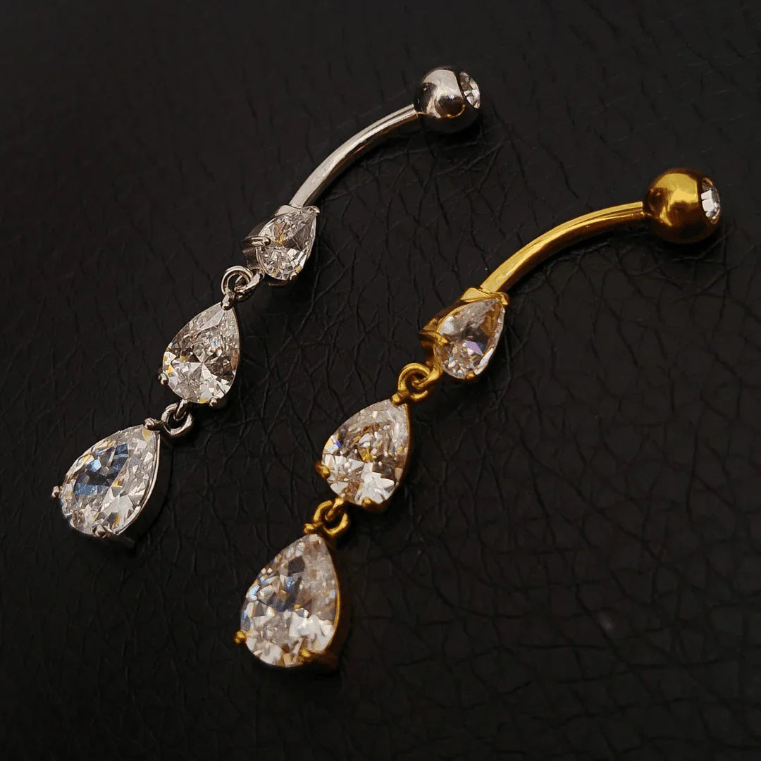 Piercing per ombelico a pendolo con 3 goccie - GIOYAL PIERCING STORE