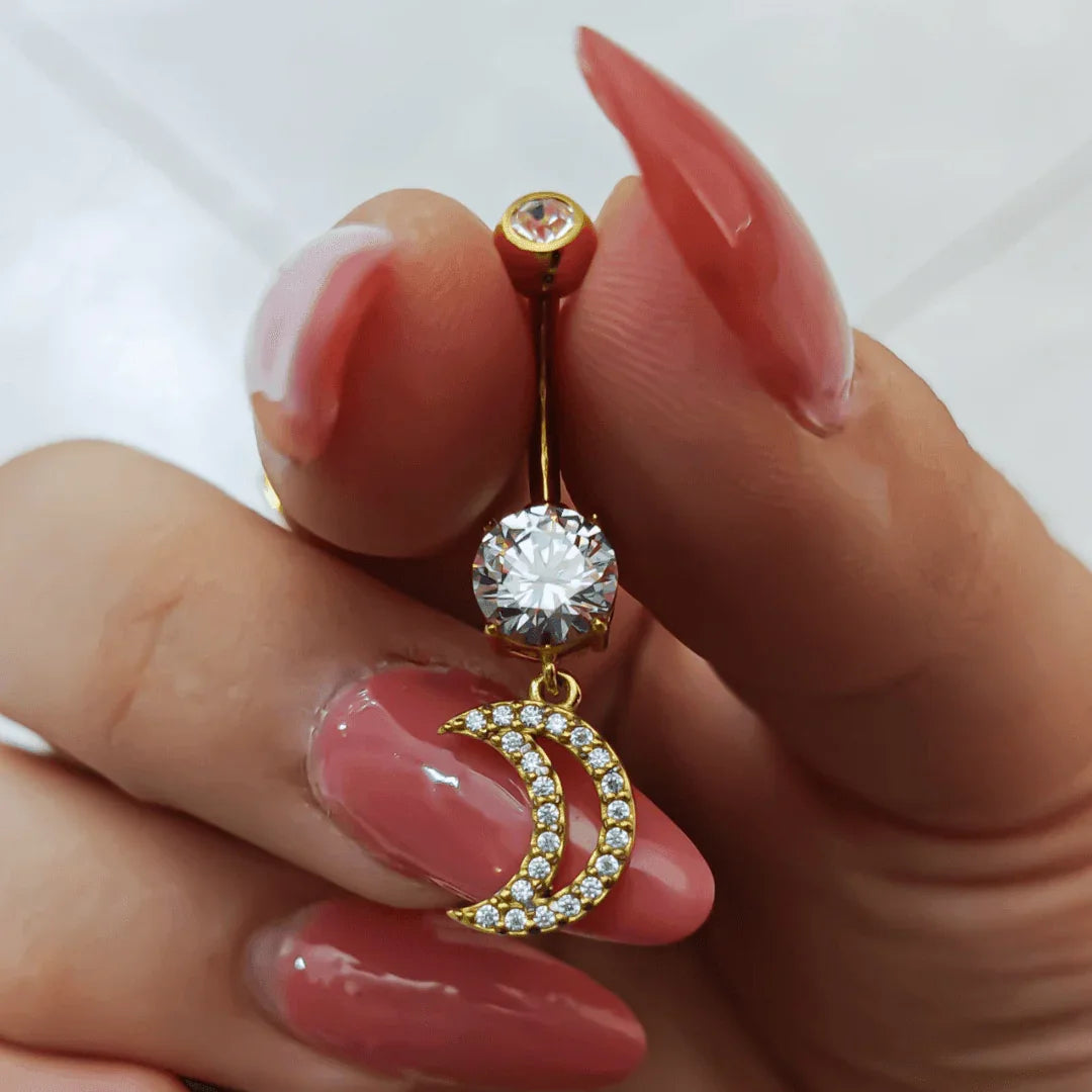 Piercing per ombelico con pendolo a luna - GIOYAL PIERCING STORE