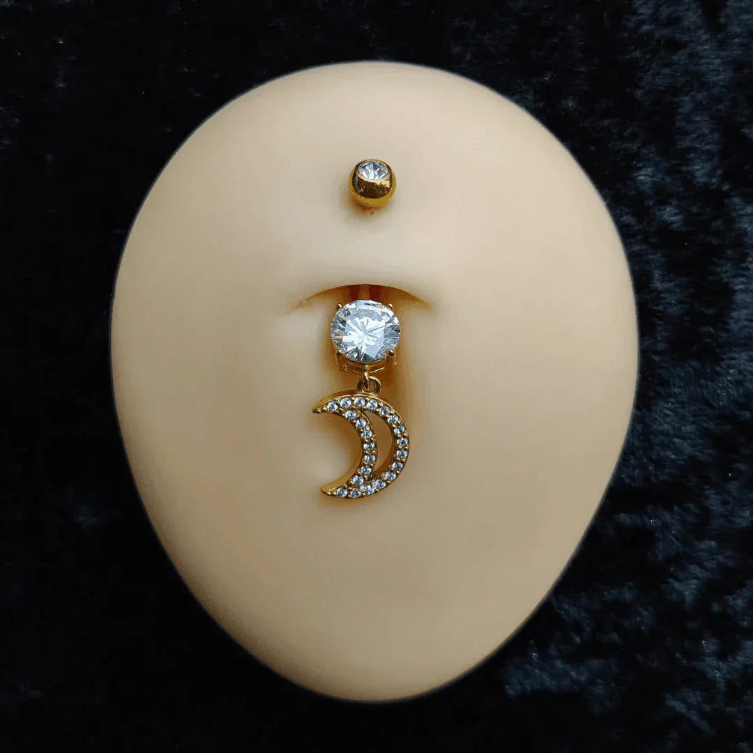 Piercing per ombelico con pendolo a luna - GIOYAL PIERCING STORE