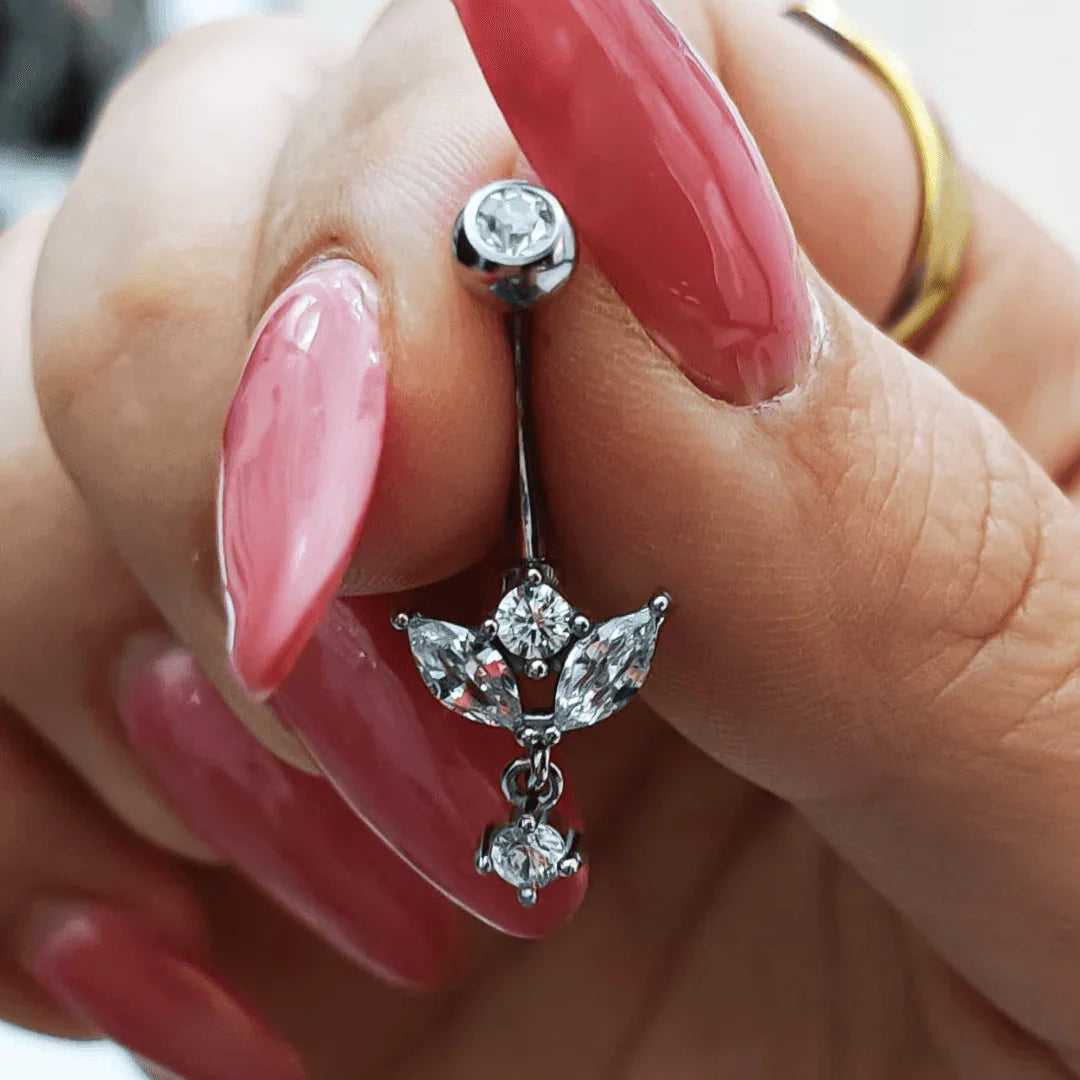 Piercing per ombelico con pendolo a stras - GIOYAL PIERCING STORE