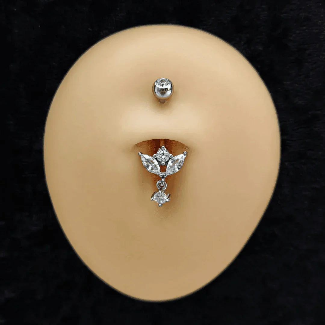 Piercing per ombelico con pendolo a stras - GIOYAL PIERCING STORE