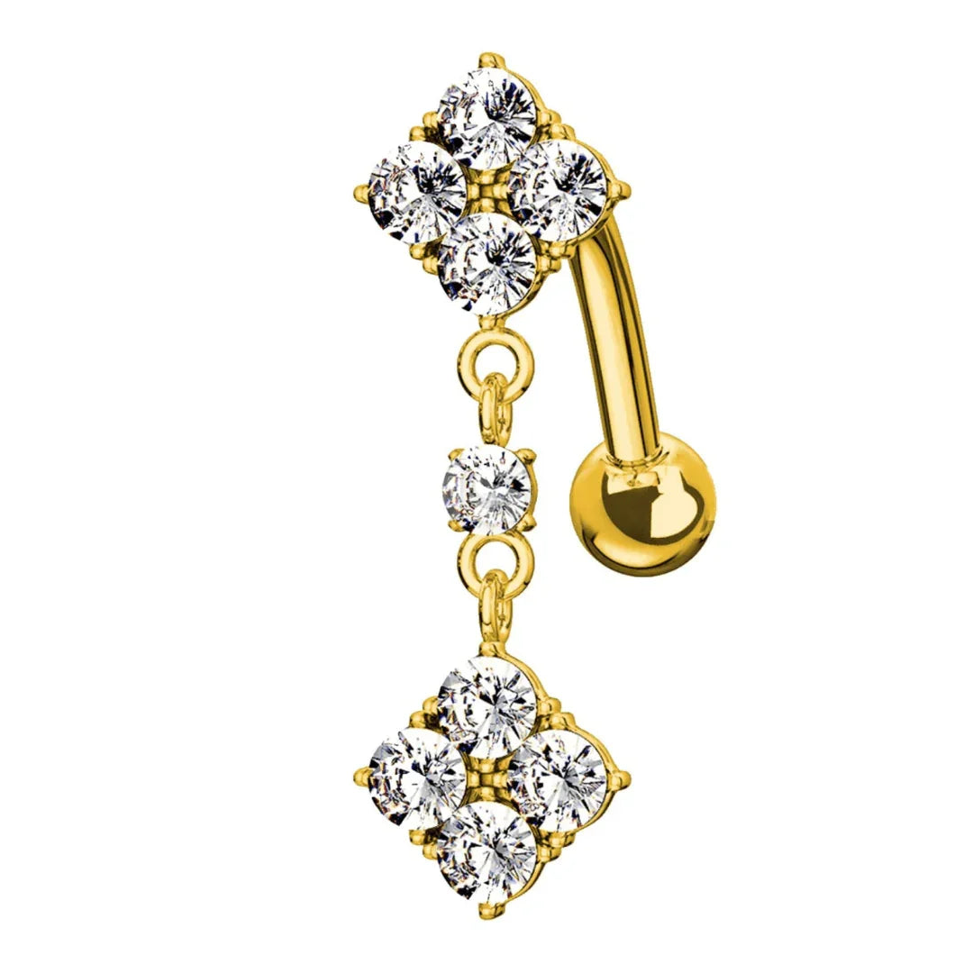 Piercing per ombelico con pendolo e brillanti - GIOYAL PIERCING STORE