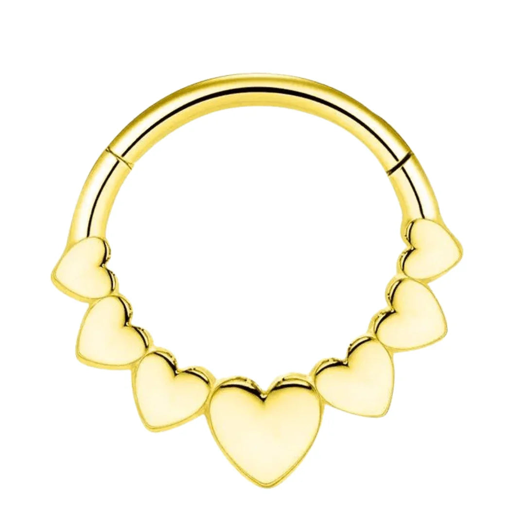 Anello a cliccker con design a cuori - GIOYAL PIERCING STORE