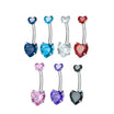Piercing ombelico con doppio zircone a cuore