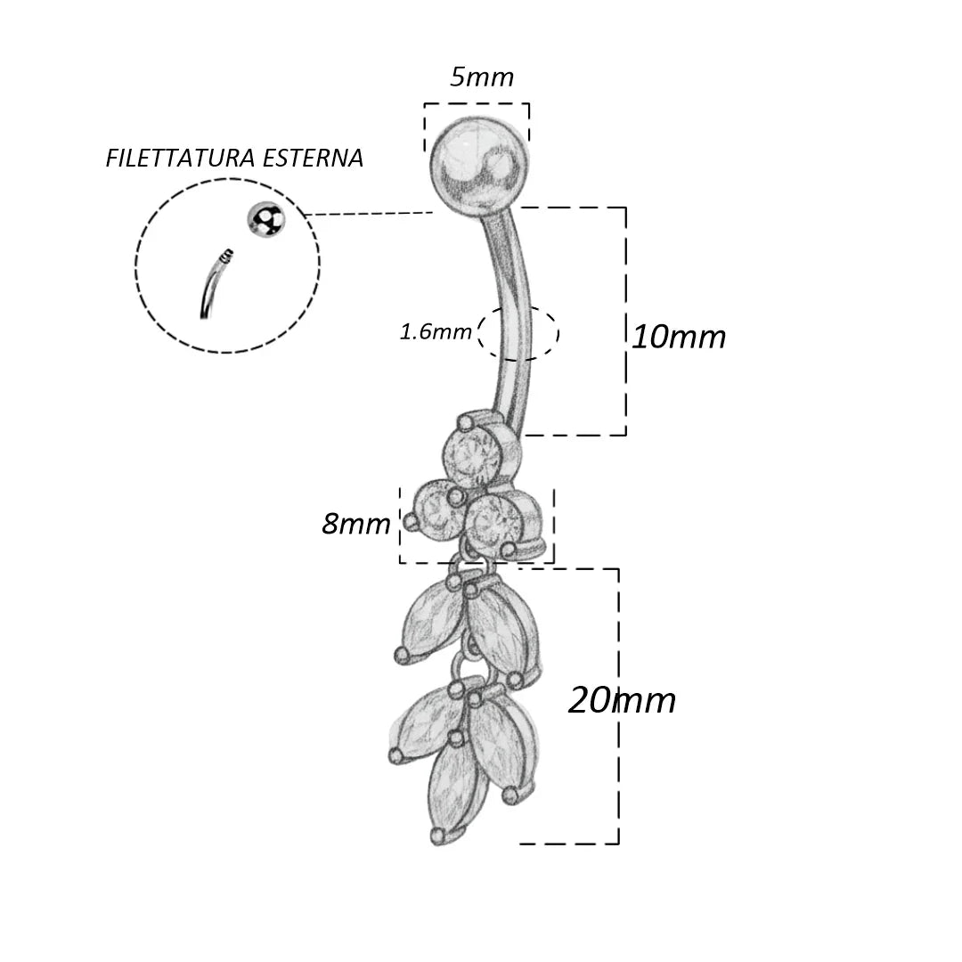 Piercing per ombelico con pendolo Venere