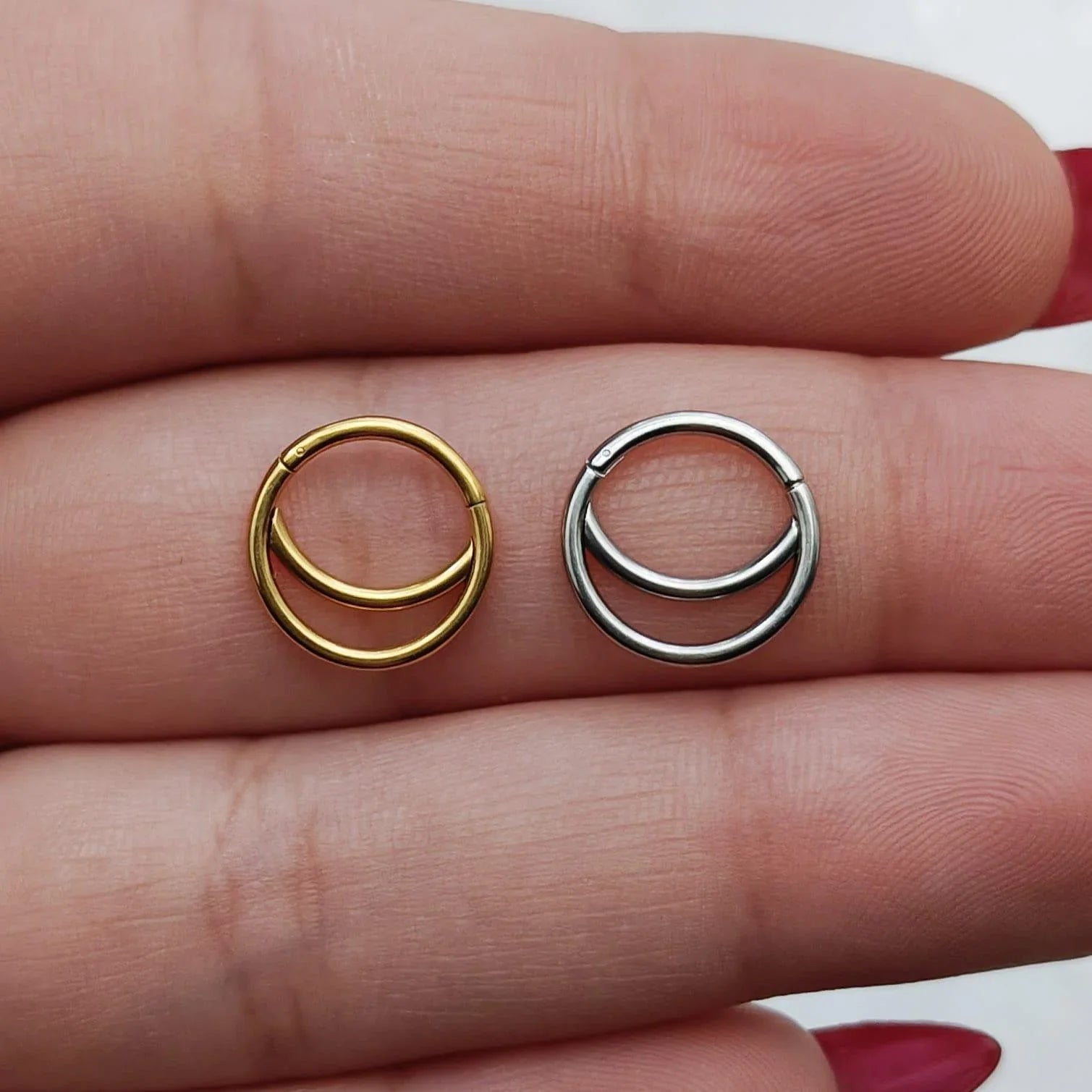 Cerchio a clicker doppia barretta - GIOYAL PIERCING STORE