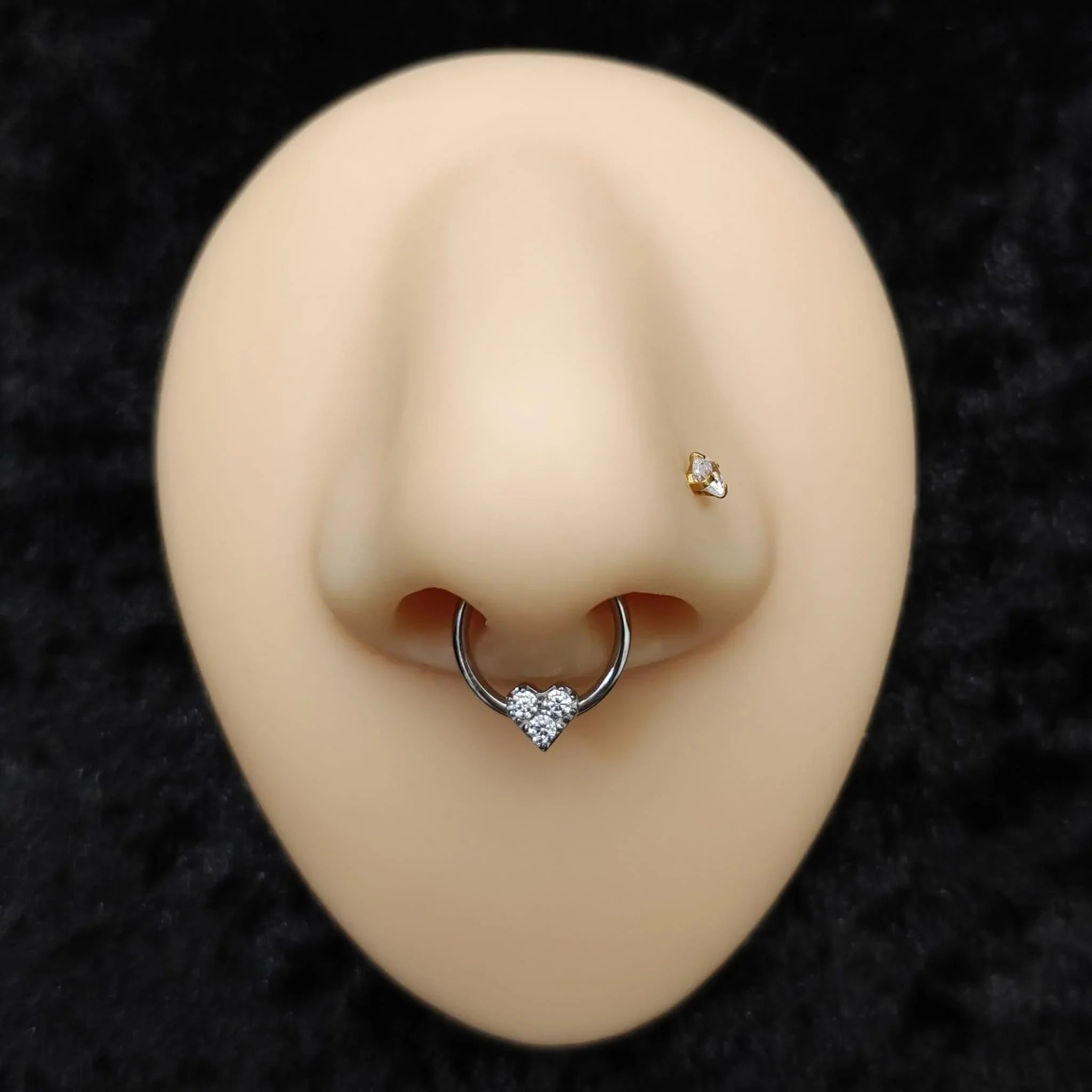 Anello a clicker con brillante a cuore - GIOYAL PIERCING STORE
