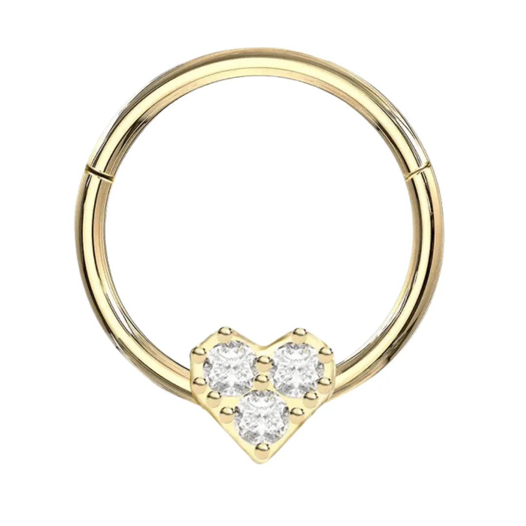 Anello a clicker con brillante a cuore - GIOYAL PIERCING STORE