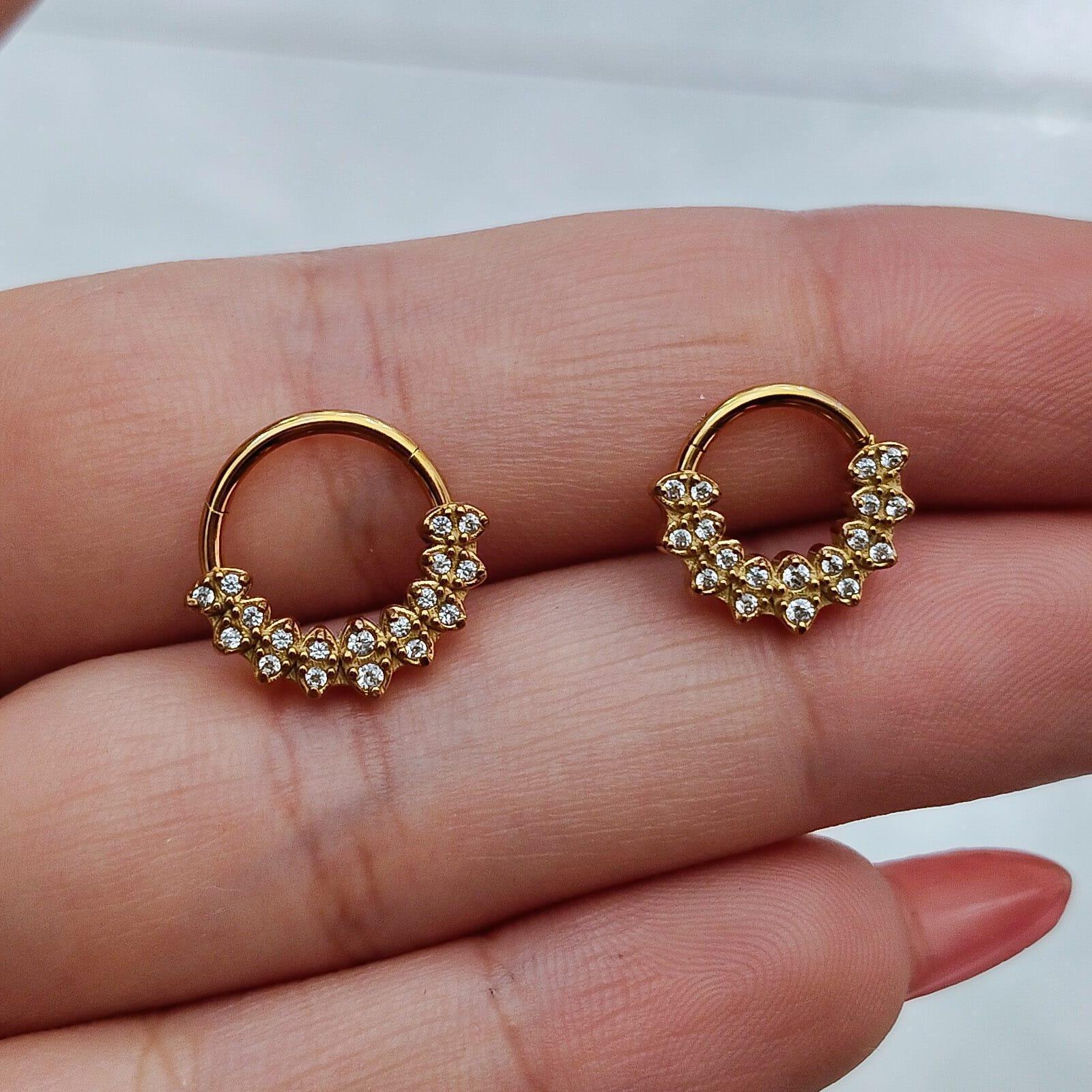 Anello a clicker con brillanti gioia - GIOYAL PIERCING STORE