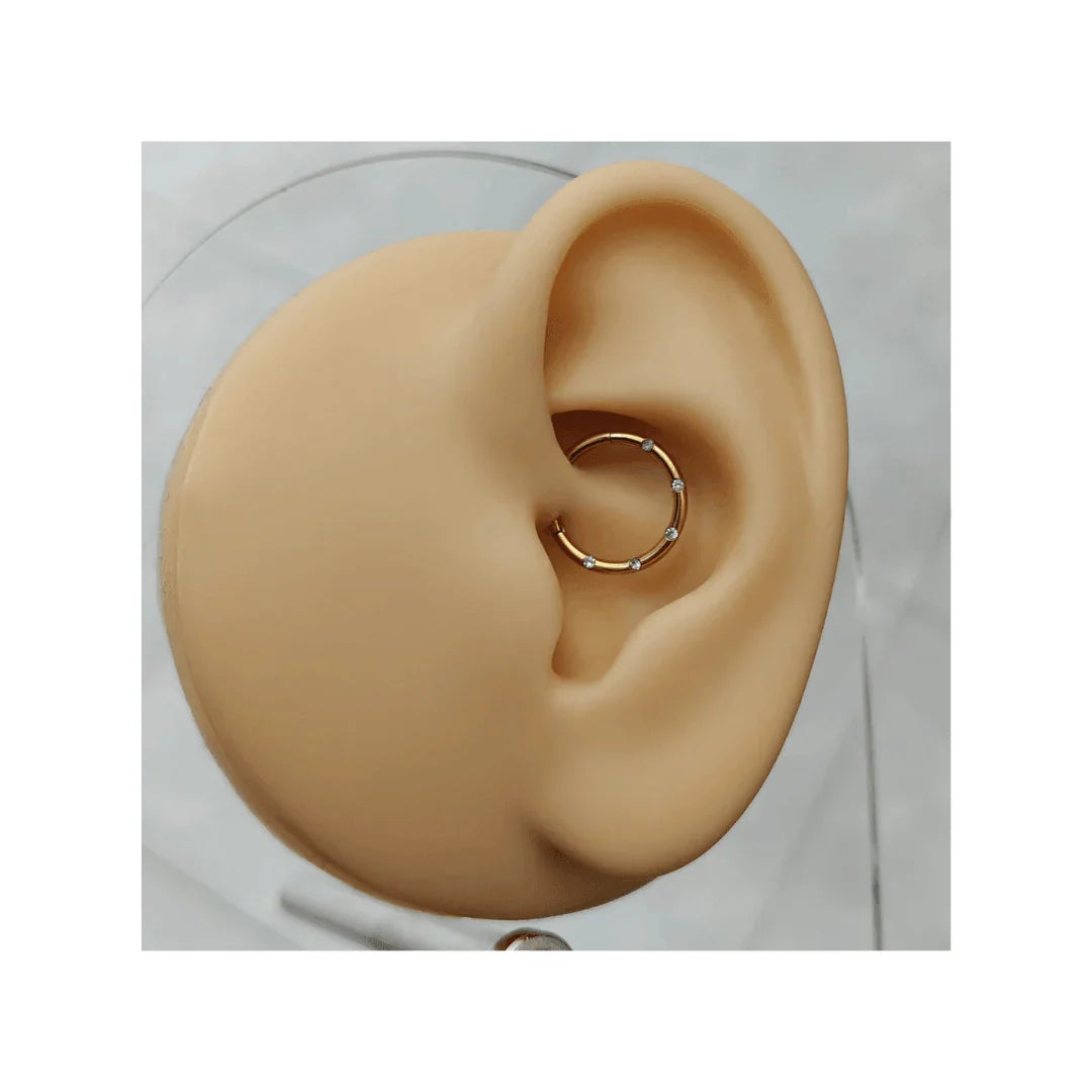 Anello a clicker con brillanti incastonati - GIOYAL PIERCING STORE