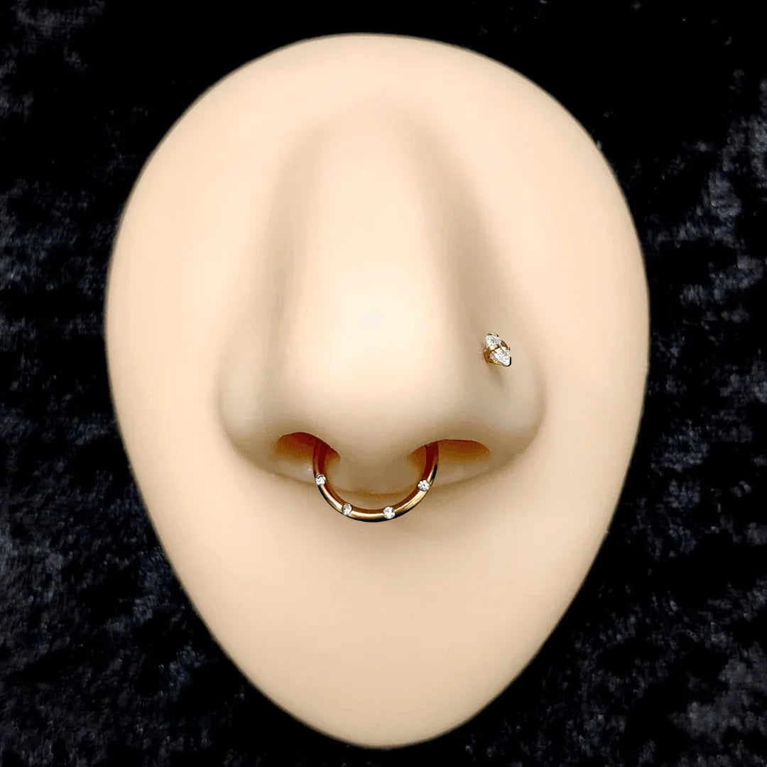 Anello a clicker con brillanti incastonati - GIOYAL PIERCING STORE