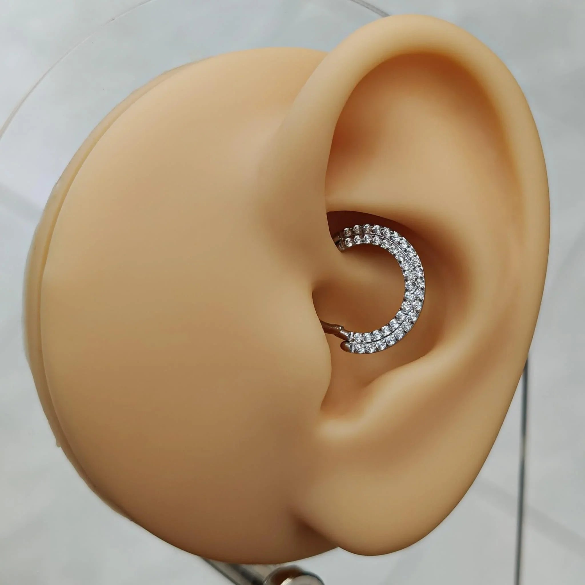Anello a clicker con doppia fila di brillanti - GIOYAL PIERCING STORE