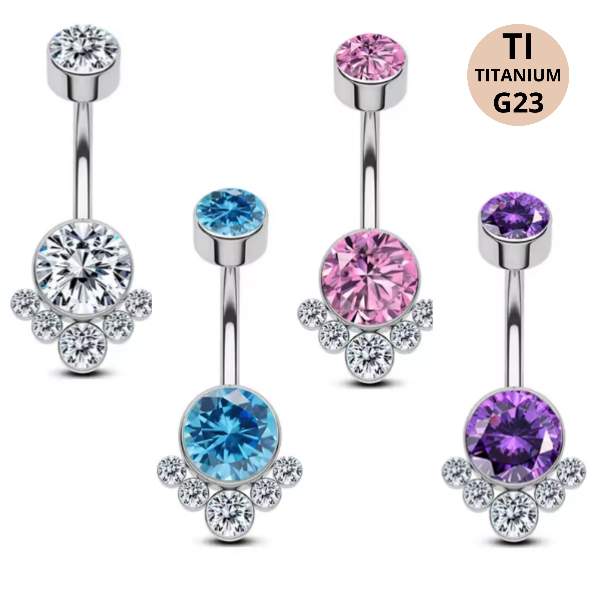 Piercing Ombelico in Titanio G23 con Brillanti