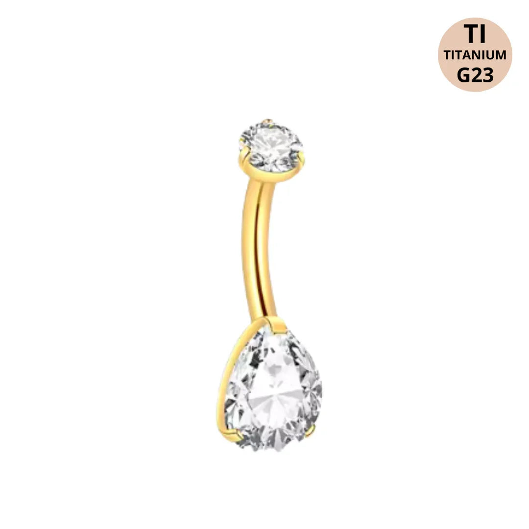 Piercing Ombelico in Titanio G23 con Brillanti a goccia