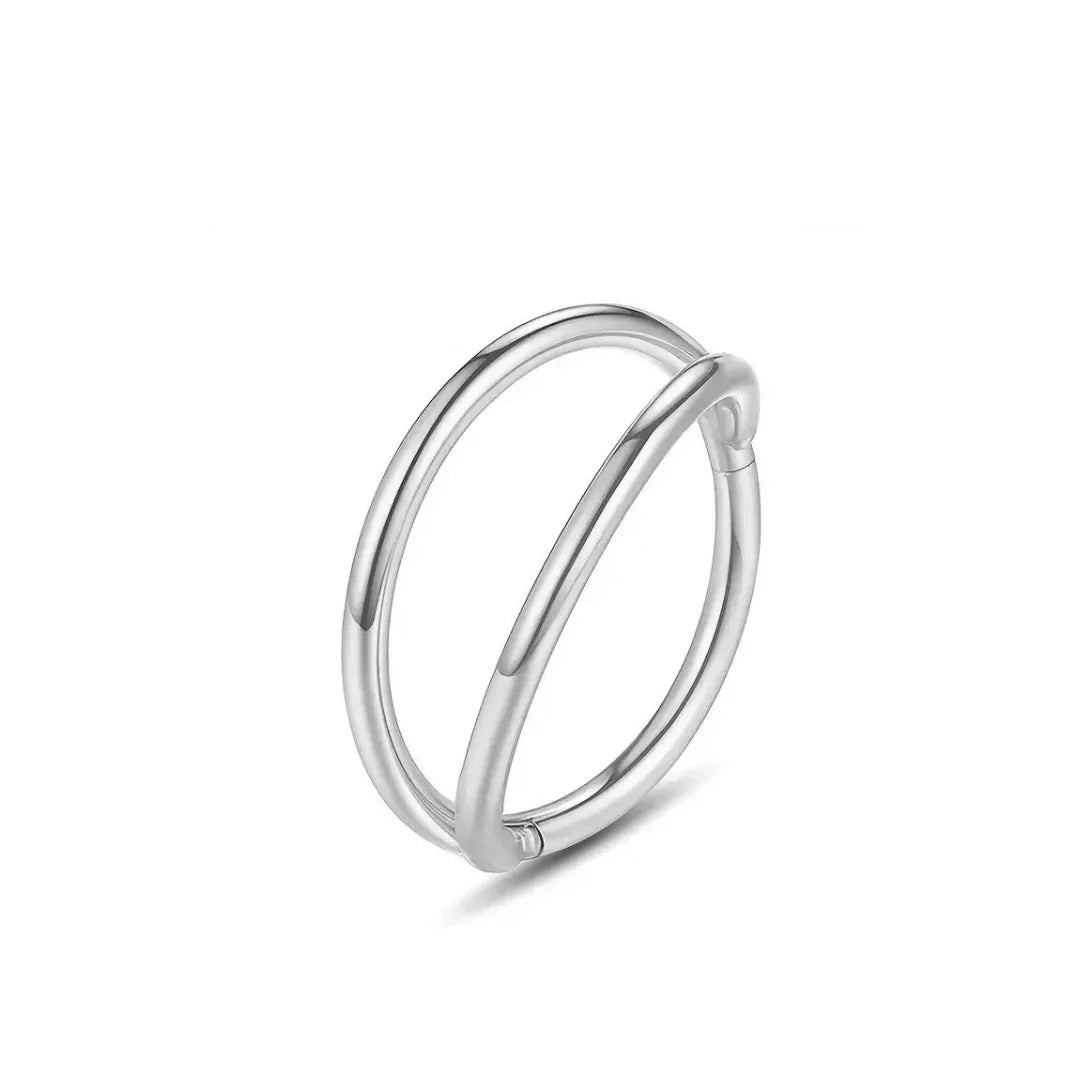 Cerchio a clicker con design a due barre in acciaio 316L