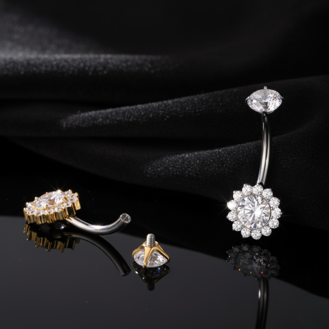Piercing Ombelico in Titanio G23 con Brillanti joy