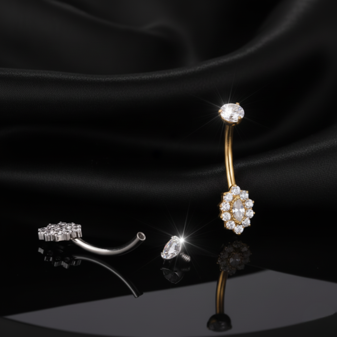 Piercing Ombelico in Titanio G23 con Brillanti Venere