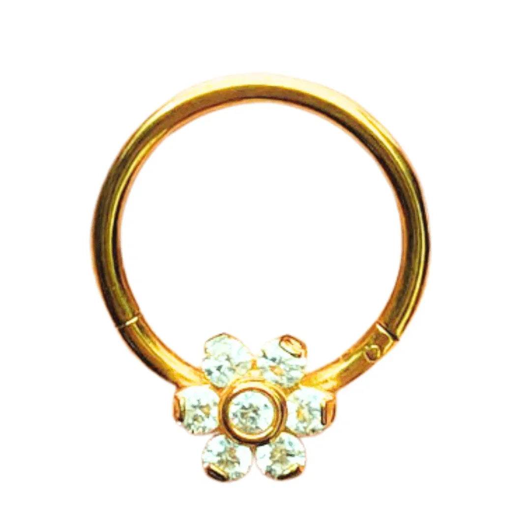 Anello a clicker con fiore - GIOYAL PIERCING STORE