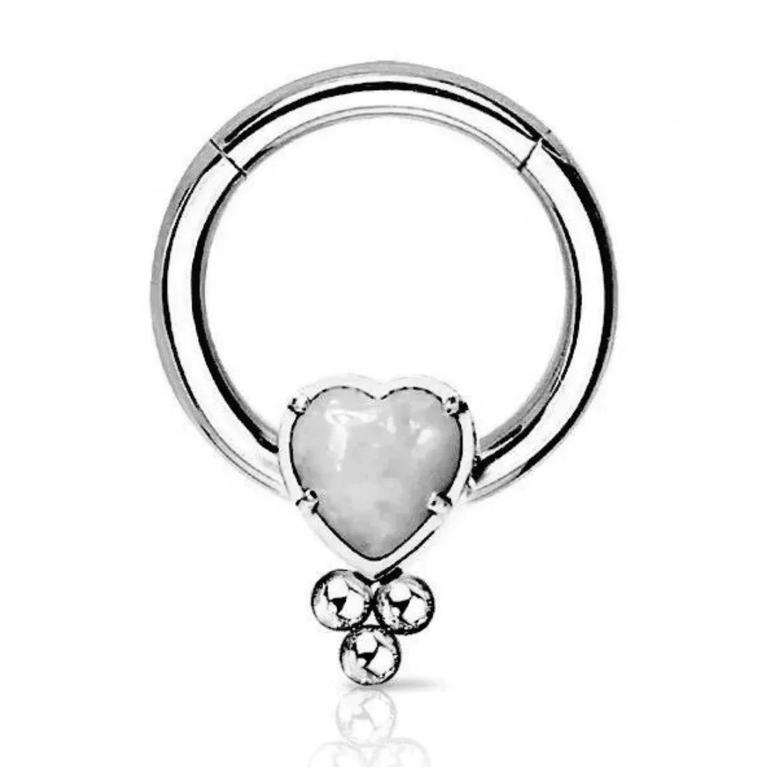 Anello a clicker opale a cuore - GIOYAL PIERCING STORE