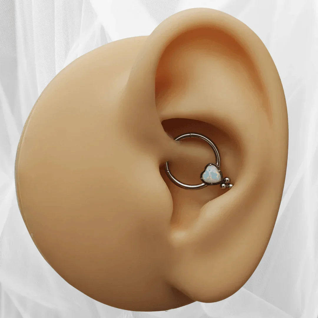 Anello a clicker opale a cuore - GIOYAL PIERCING STORE