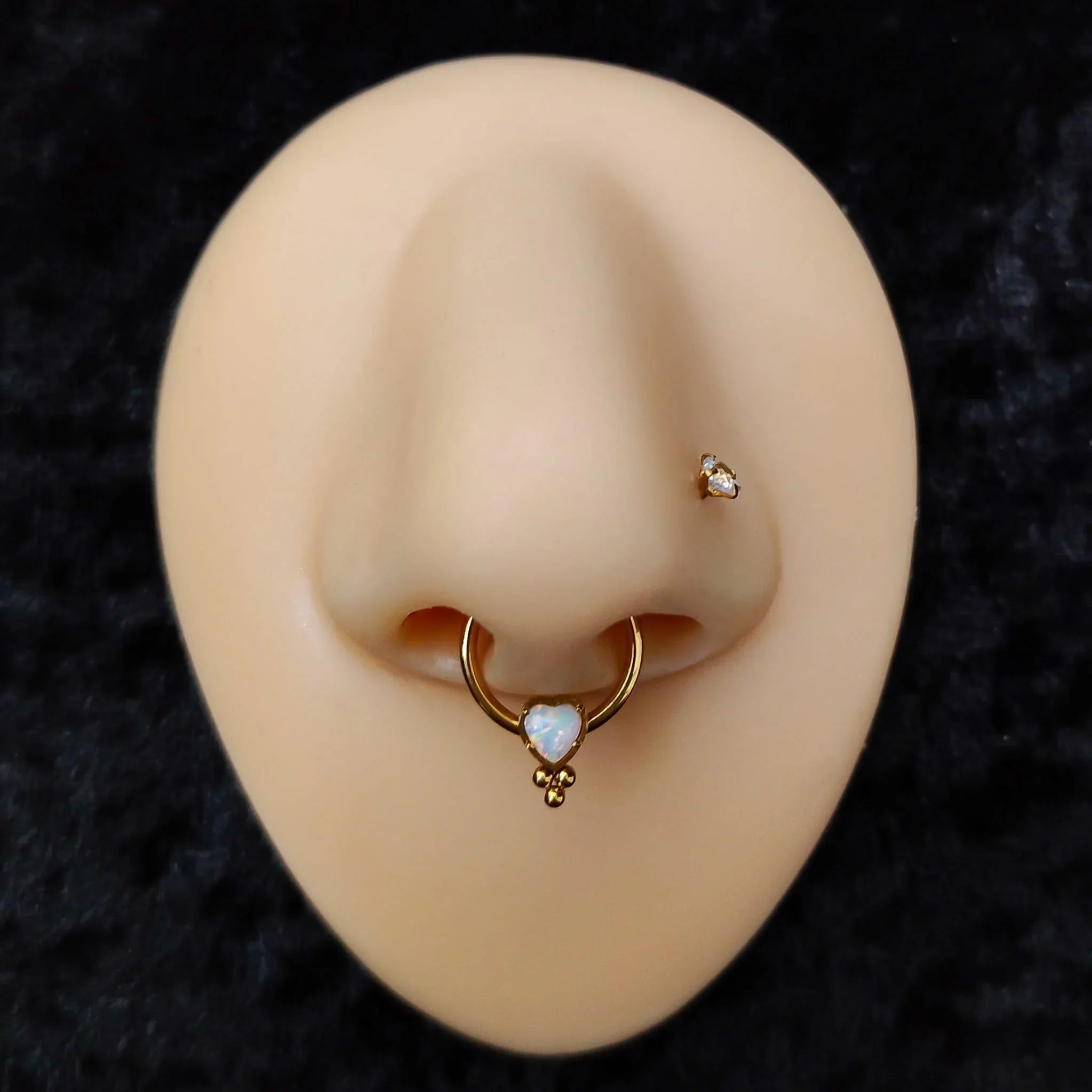 Anello a clicker opale a cuore - GIOYAL PIERCING STORE