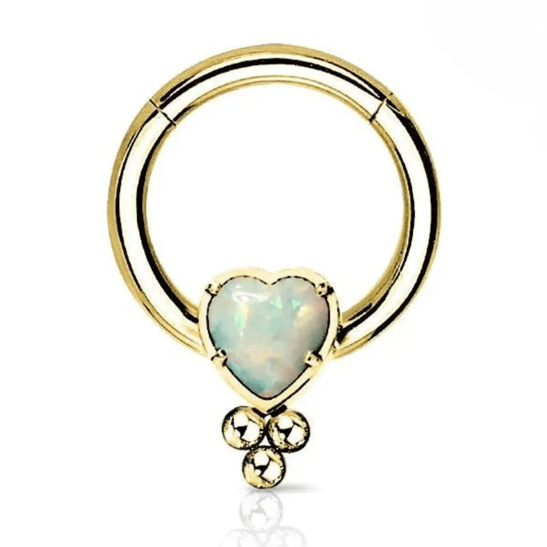 Anello a clicker opale a cuore - GIOYAL PIERCING STORE