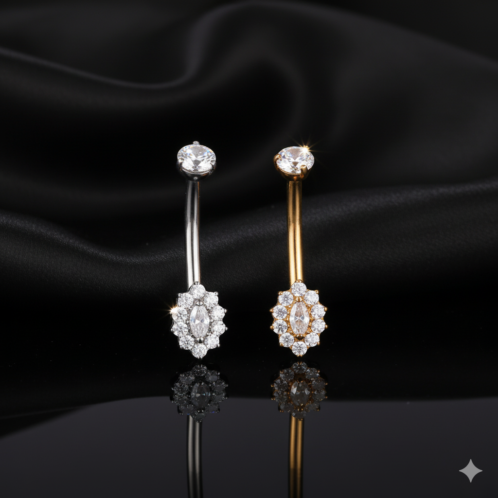 Piercing Ombelico in Titanio G23 con Brillanti Venere