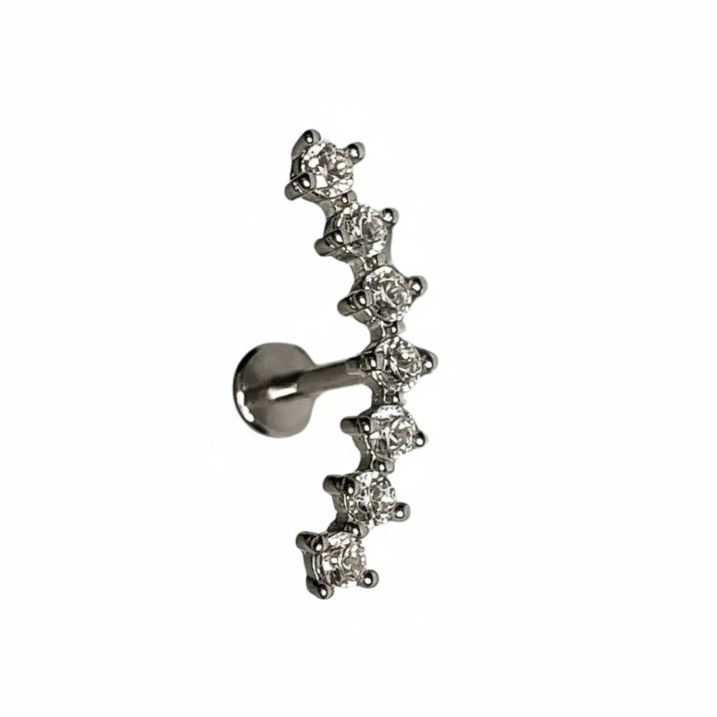 Labret mezzaluna con  brillanti laterali