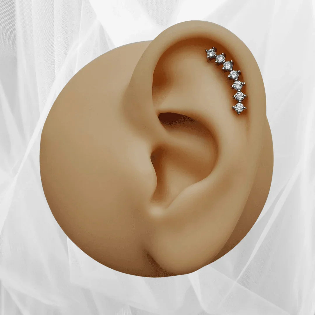 Labret mezzaluna con brillanti laterali - GIOYAL PIERCING STORE